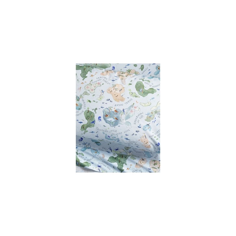 Juego de sábanas de algodón Pottery Barn Kids Tropical Map