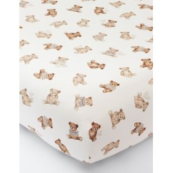 Sábana de cajón para cuna de algodón Teddy Bear