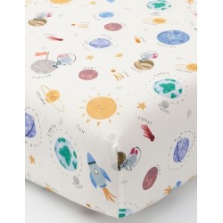 Sábana de cajón para cuna de algodón Space
